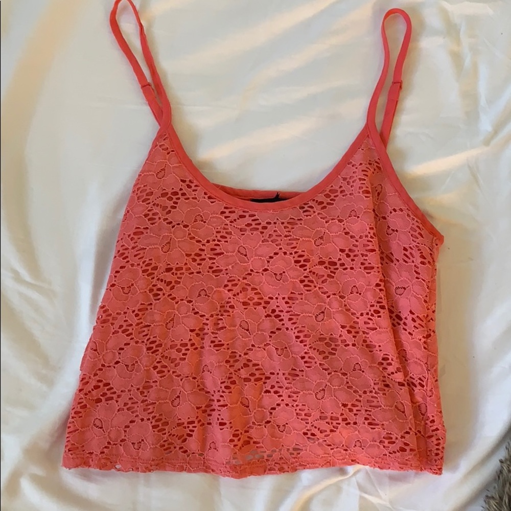 Pink lace flow crop top